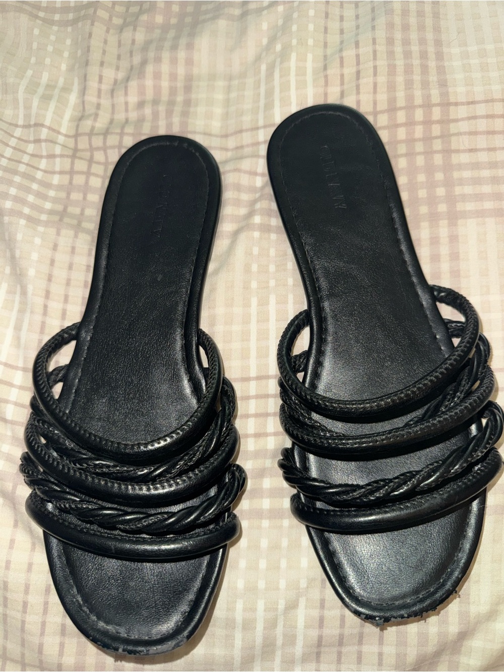 Old Navy Black Braided Strap Slide Sandals